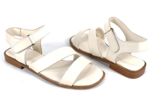 Sandale crem din piele naturală Bianca Solea cu închidere velcro