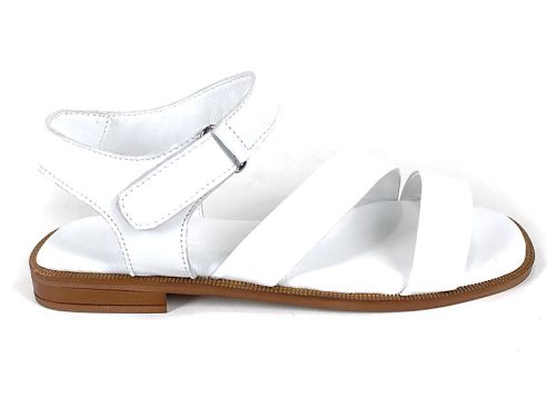 Sandale albe din piele naturală Bianca Solea cu închidere velcro