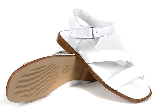 Sandale albe din piele naturală Bianca Solea cu închidere velcro