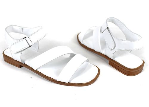 Sandale albe din piele naturală Bianca Solea cu închidere velcro
