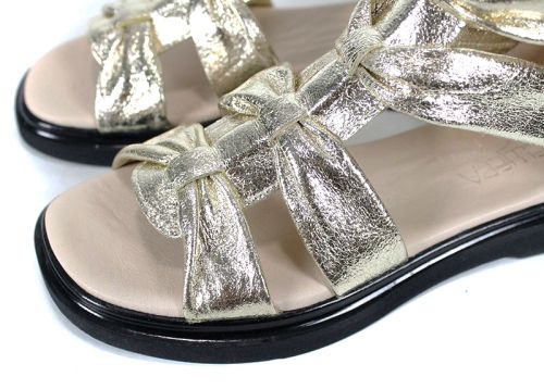 sandale romane damă piele naturală aurii cu fermoar