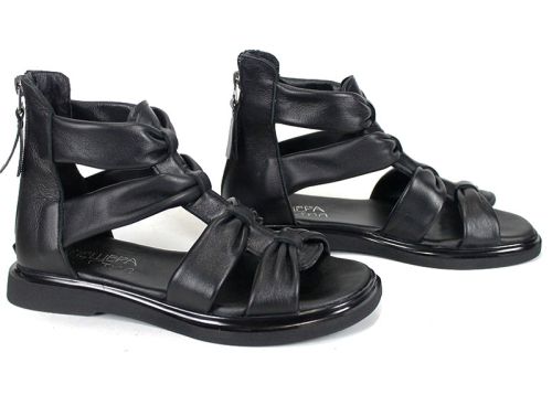 sandale damă negre din piele naturală Aurea Passo