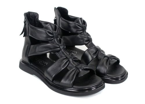 sandale damă negre din piele naturală Aurea Passo