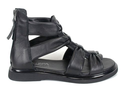 sandale damă negre din piele naturală Aurea Passo