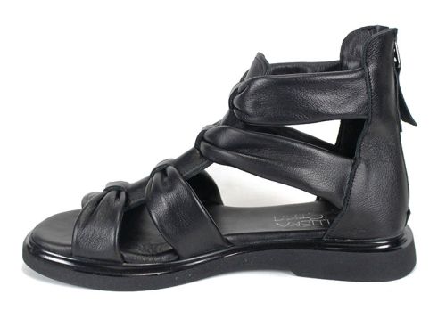 sandale damă negre din piele naturală Aurea Passo