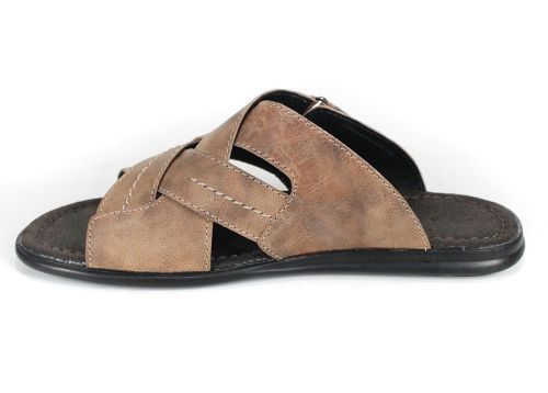 мъжки кафяви кожени чехли с велкро лента