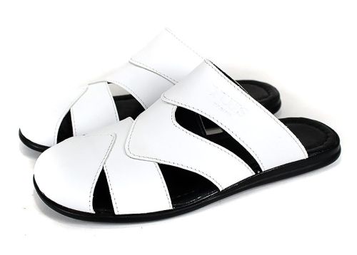 Мъжки чехли Castro Line от естествена кожа в бяло