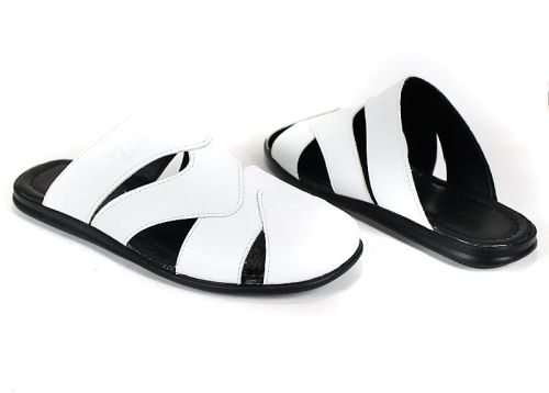 Мъжки чехли Castro Line от естествена кожа в бяло