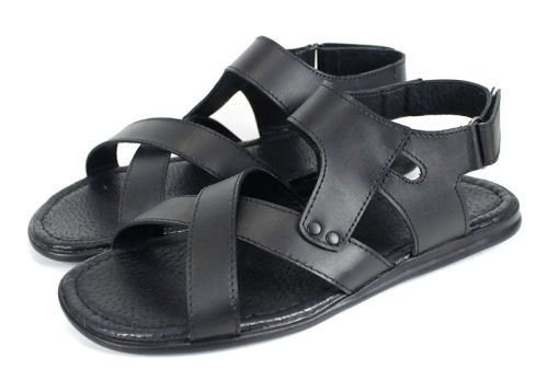 Мъжки черни сандали от естествена кожа Nero Classico