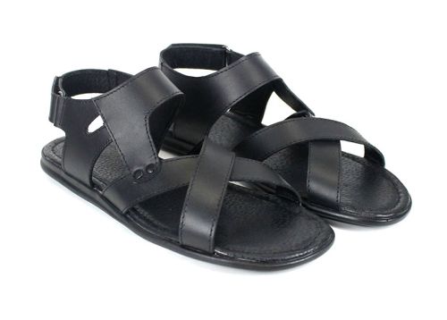 Мъжки черни сандали от естествена кожа Nero Classico