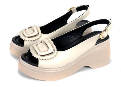 Velura Alto sandale damă bej piele naturală