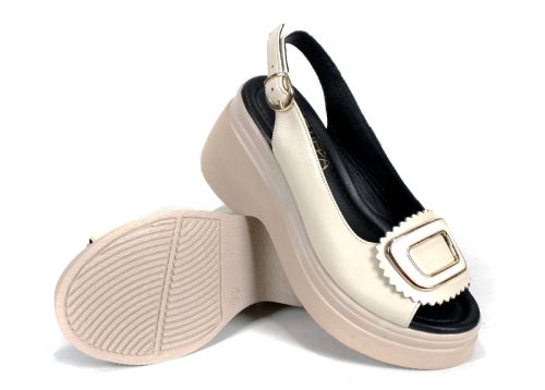 Velura Alto sandale damă bej piele naturală