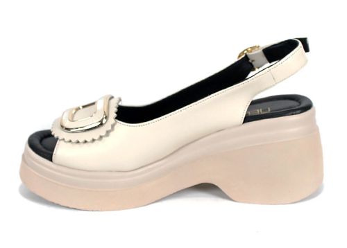 Velura Alto sandale damă bej piele naturală