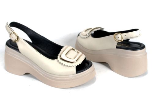 Velura Alto sandale damă bej piele naturală