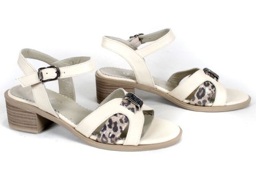 дамски елегантни сандали Savana Chic от естествена кожа с леопардов детайл