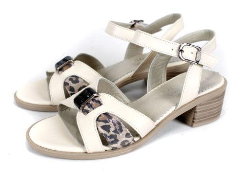 дамски елегантни сандали Savana Chic от естествена кожа с леопардов детайл