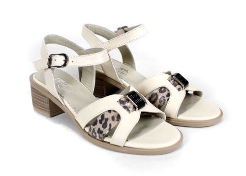 дамски елегантни сандали Savana Chic от естествена кожа с леопардов детайл