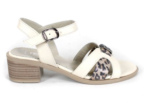 дамски елегантни сандали Savana Chic от естествена кожа с леопардов детайл