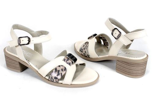 дамски елегантни сандали Savana Chic от естествена кожа с леопардов детайл