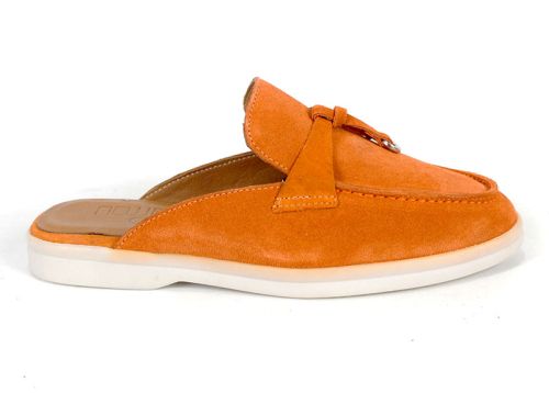 Duna Beige оранжеви дамски мокасини от велур