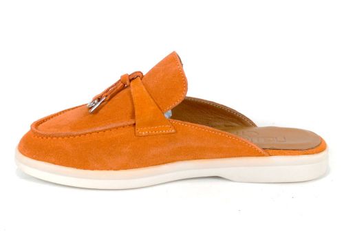 Duna Beige оранжеви дамски мокасини от велур