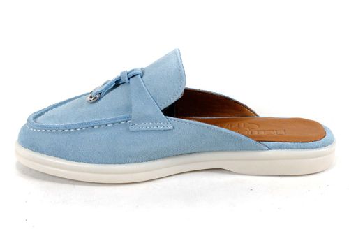 Duna Beige светлосин велурени дамски чехли