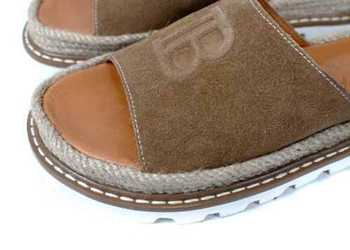 Papuci damă Marea Lino piele velur maro tutun