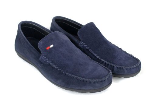 Мъжки мокасини Miro Classico от тъмносин велур