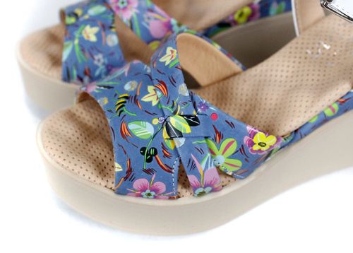 sandale dama Flora Bellezza piele naturală imprimeu floral platformă