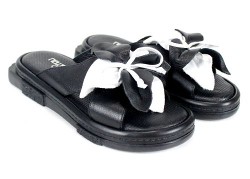 papuci damă piele Dalia Fiore floare mare