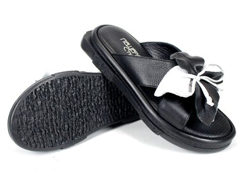 papuci damă piele Dalia Fiore floare mare