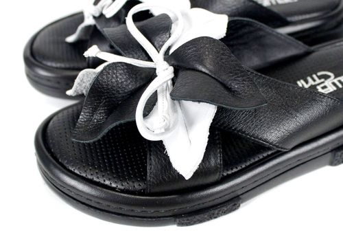 papuci damă piele Dalia Fiore floare mare