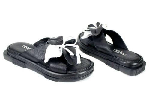 papuci damă piele Dalia Fiore floare mare