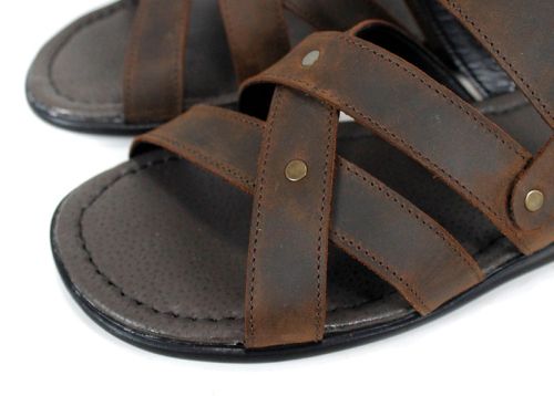 Мъжки чехли от кафява крейзи кожа