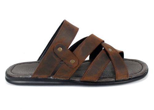 Мъжки чехли от кафява крейзи кожа