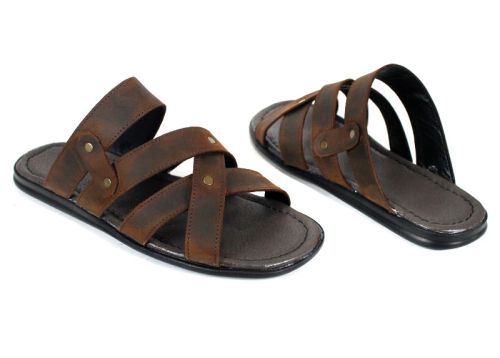 Мъжки чехли от кафява крейзи кожа