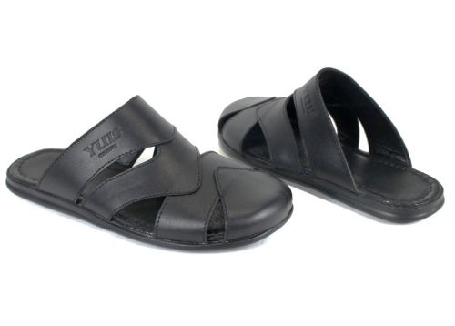 Castro Line мъжки чехли черни естествена кожа