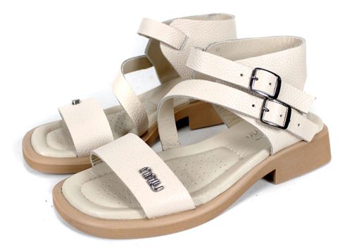 sandale damă bej Luna Vivace din piele naturală floater