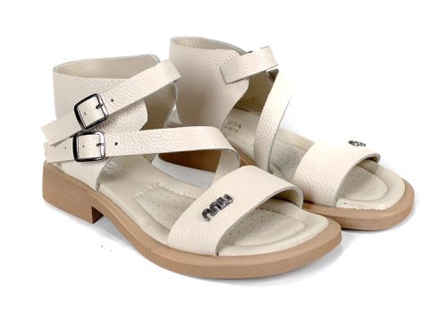 sandale damă bej Luna Vivace din piele naturală floater