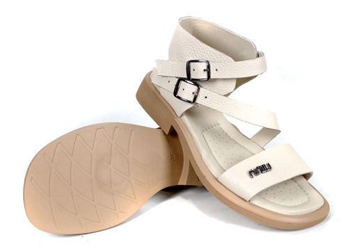 sandale damă bej Luna Vivace din piele naturală floater