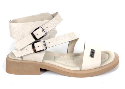 sandale damă bej Luna Vivace din piele naturală floater