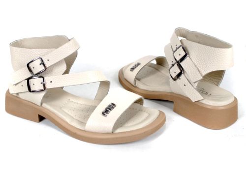 sandale damă bej Luna Vivace din piele naturală floater