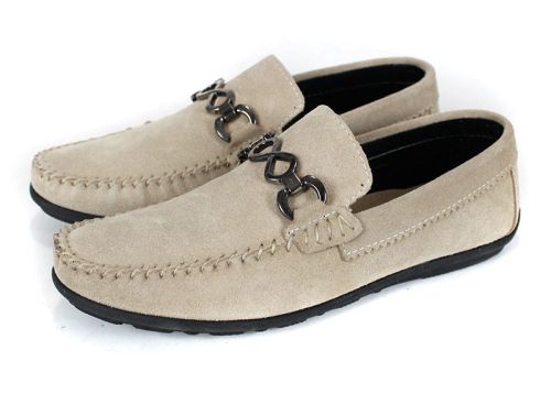 Мъжки мокасини Lusso Vento от естествен велур с метален акцент