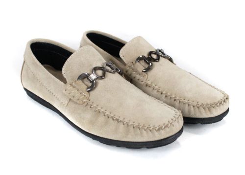 Мъжки мокасини Lusso Vento от естествен велур с метален акцент