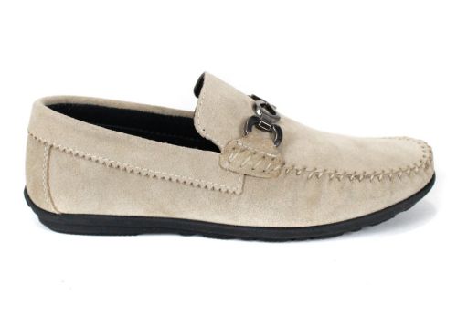 Мъжки мокасини Lusso Vento от естествен велур с метален акцент