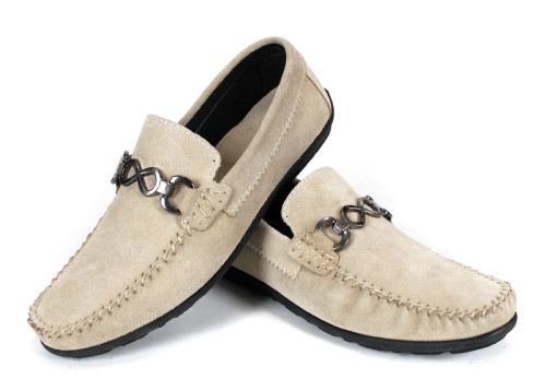 Мъжки мокасини Lusso Vento от естествен велур с метален акцент