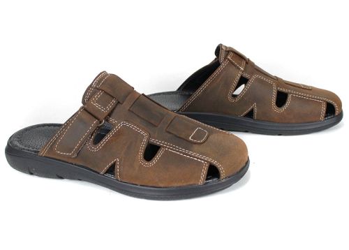 Мъжки чехли със затворени пръсти в кафяво – удобство и качество - модел Борис