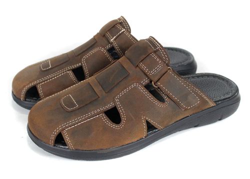 Мъжки чехли със затворени пръсти в кафяво – удобство и качество - модел Борис