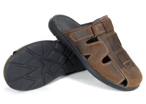 Мъжки чехли със затворени пръсти в кафяво – удобство и качество - модел Борис