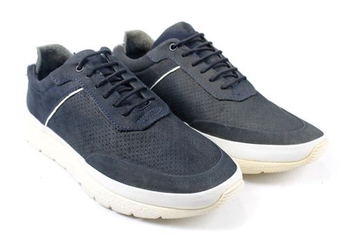 Преоценени мъжки обувки от естествена кожа в синьо- Модел Остин